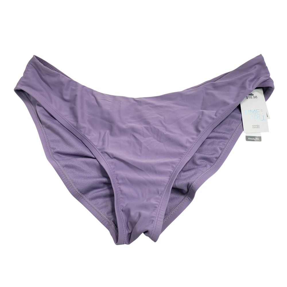 Time and Tru Women Ruched‎ Back Low Rise Bikini Bottom XL Purple
